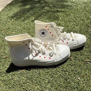 Converse All Star Platform High tops shoes with hearts size W9